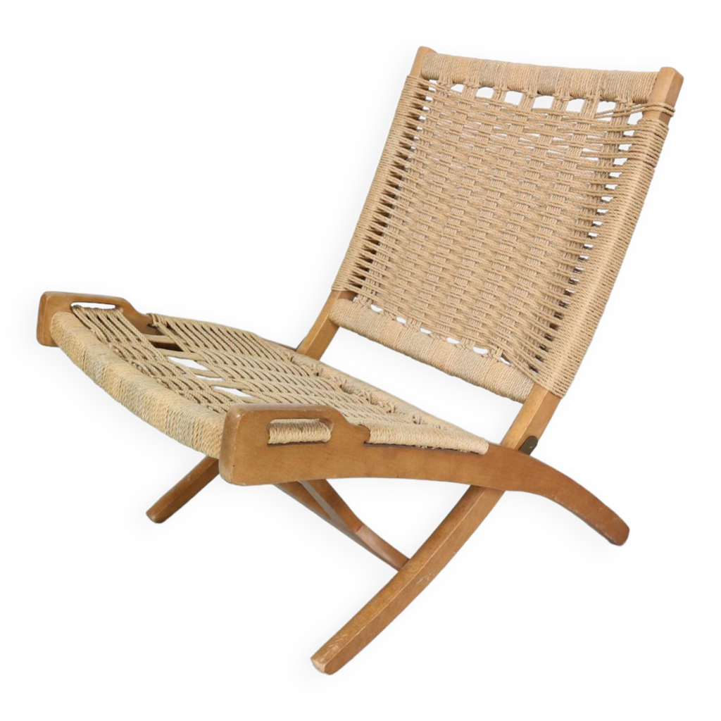 Mid- Century Modern Ebert Wels Beech& Rope Folding Lounge Chair