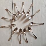 12 small silver metal spoons Christofle mesh model