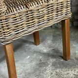 Chairs in wood and woven rattan