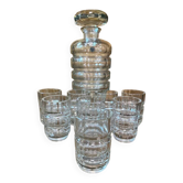 Service liqueur cristal Bohême Art Déco carafe + 6 verres Tchécoslovaq