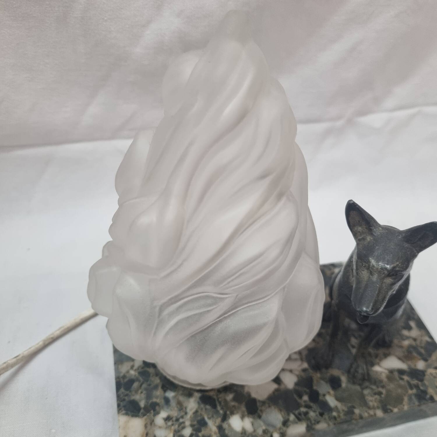 Art Deco marble dog lamp