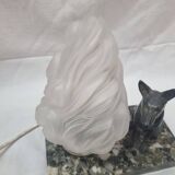Art Deco marble dog lamp