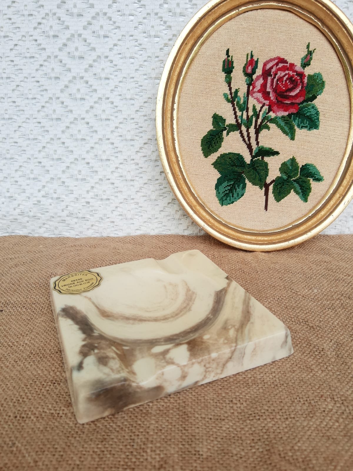Old vintage Marbritex France marble ashtray