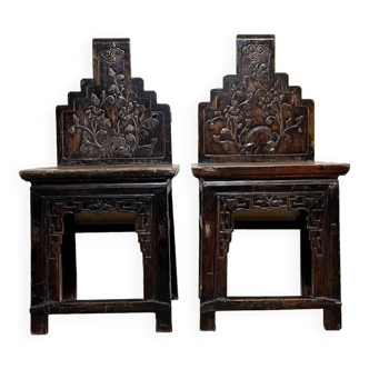 Chine xixeme : paire de chaises en bois de fer