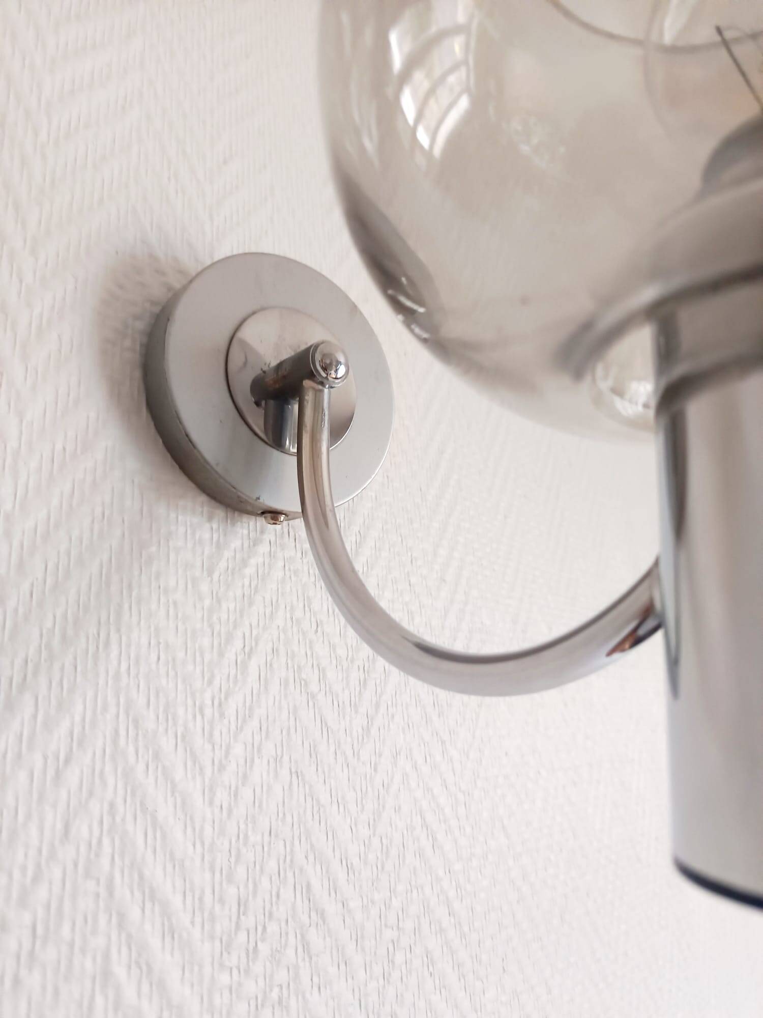 Vintage chrome metal wall light 1970s Sciolari style