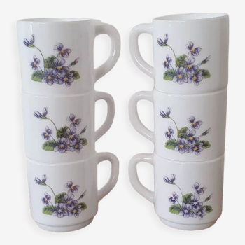 Tasses à expresso Arcopal motif violettes