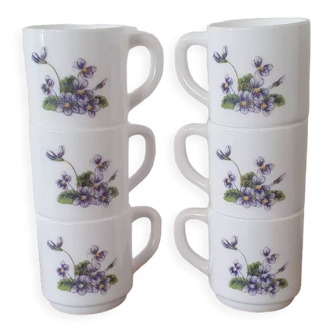 Arcopal purple pattern espresso cups
