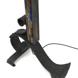 Poliarte Brutalist Italian Wrought Iron and Color Raw Glass Floor Lamp, 60