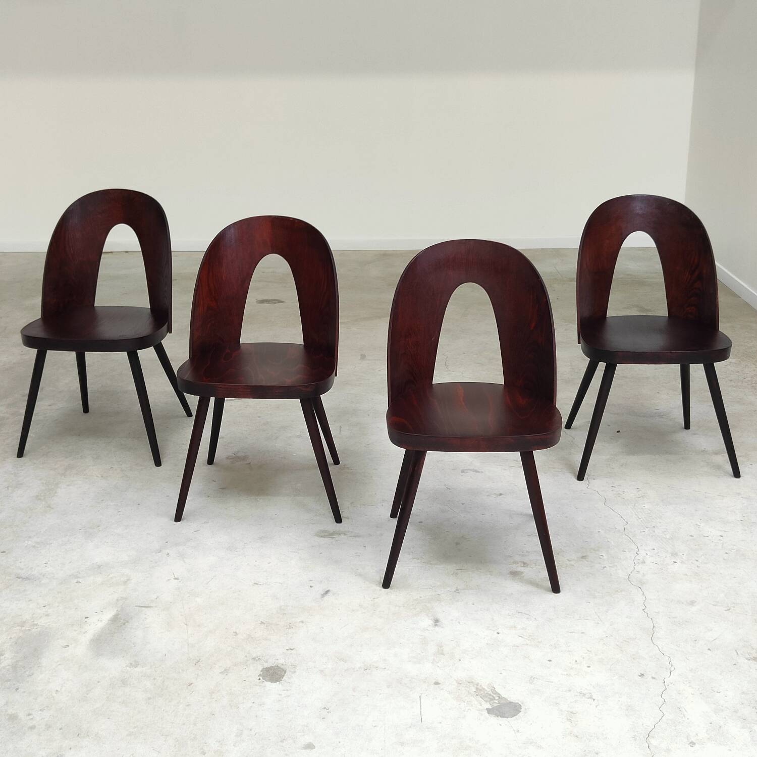 Set of 4 all-wood chairs by Antonin Suman for Tatra Nabytok