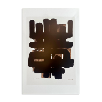 Affiche du musée Soulages de Rodez représentant la lithographie, Pierre Soulages