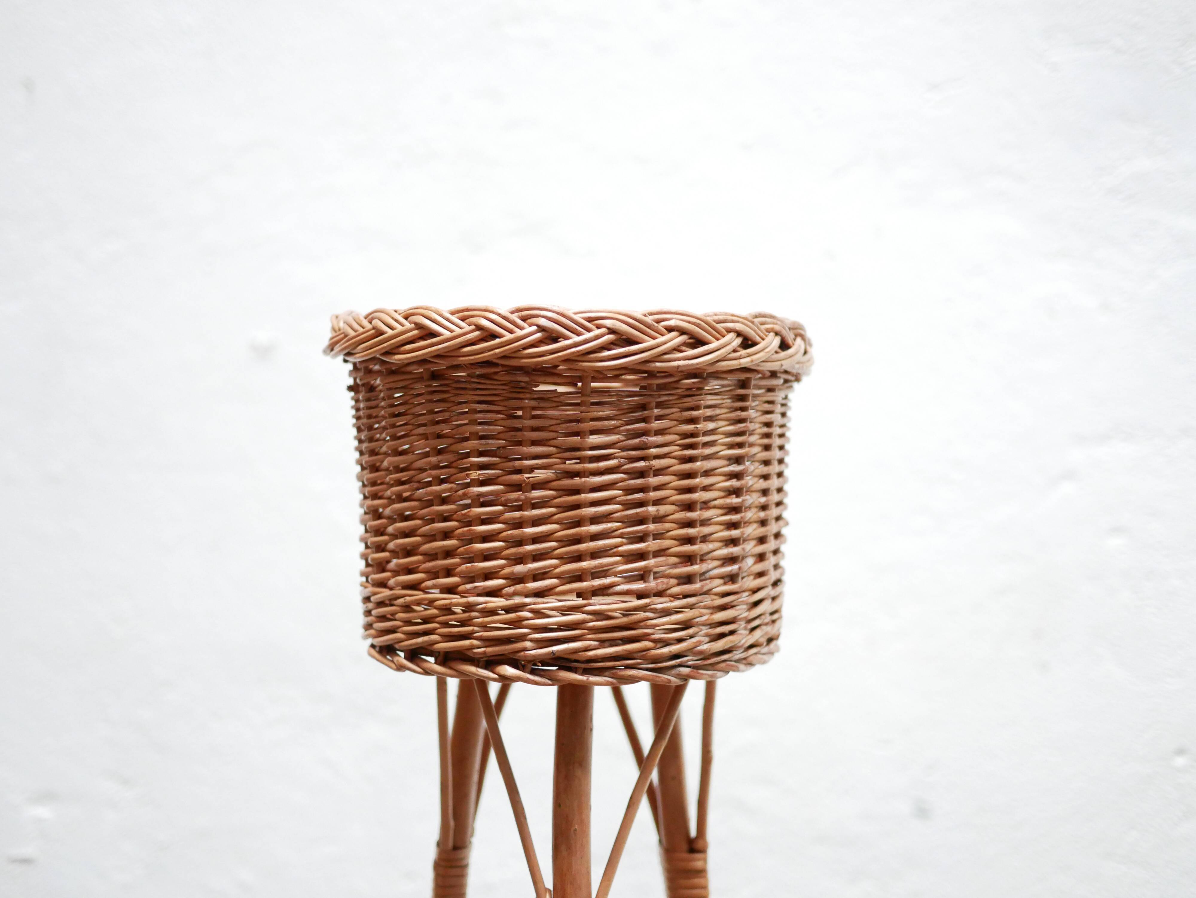 Vintage rattan plant holder