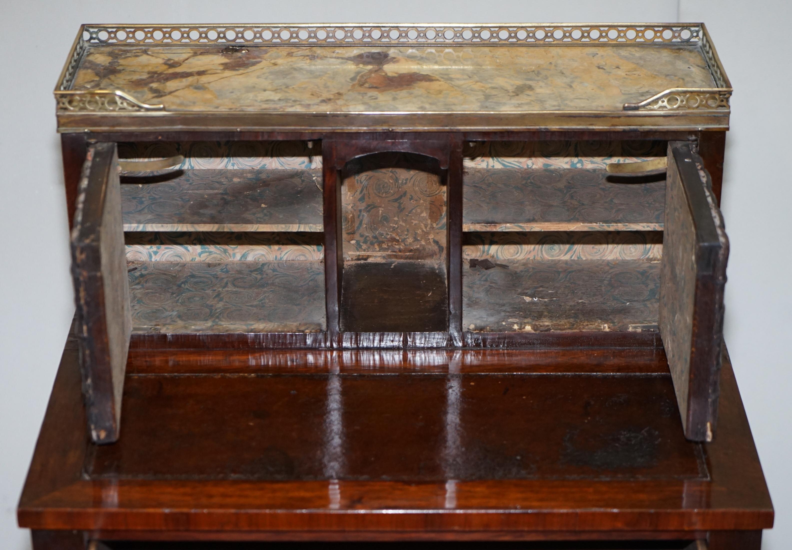 Antique Bureau Bonheur Du Jour circa 1870 in hardwood and marble.