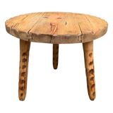 Table basse tripode pin massif brut 1960