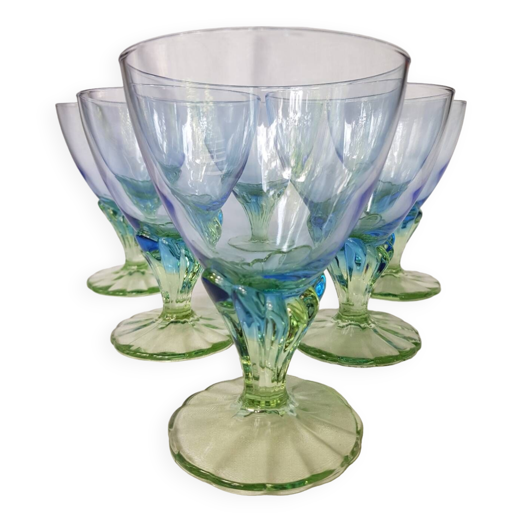Set de 6 grands verres à eau Bormioli Rocco Bahia bleu vert