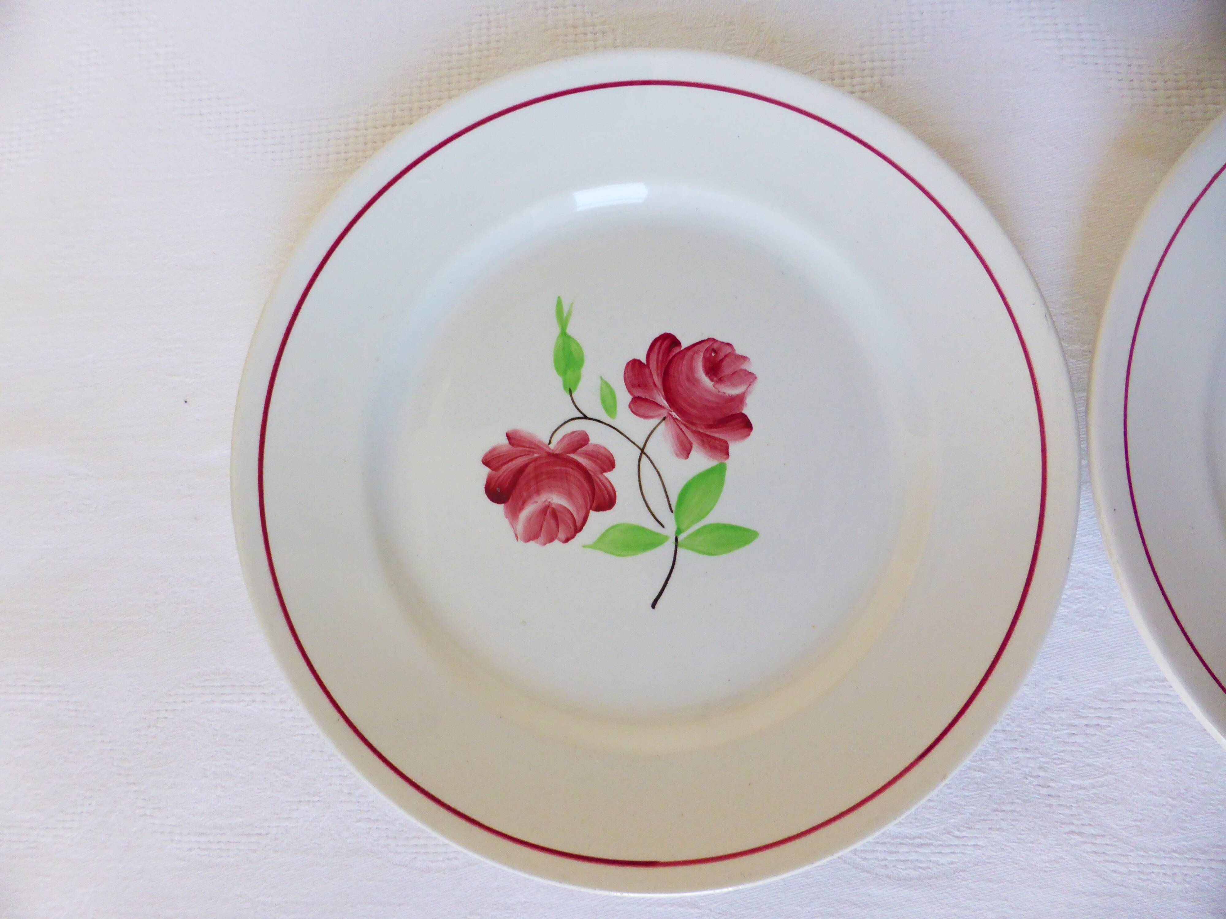 2 Luneville dessert plates, Rose Mai model