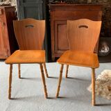 Pair of blond wooden chairs - 1960's