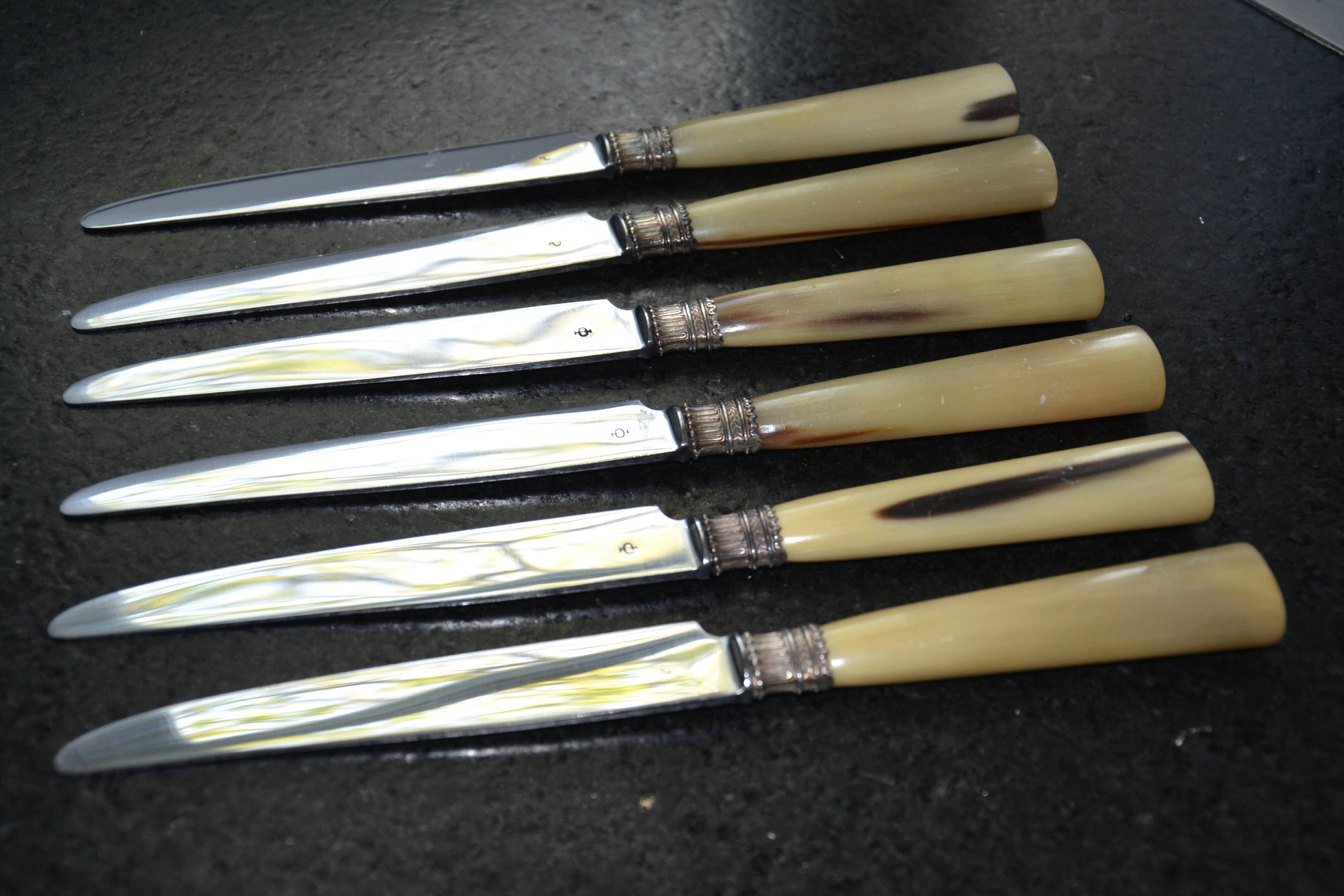 6 old table knives signed J Ott Coutellerie de Colmar