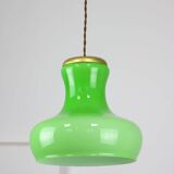 Big Mid-century Italian Brass and Glass Pendant Lamp