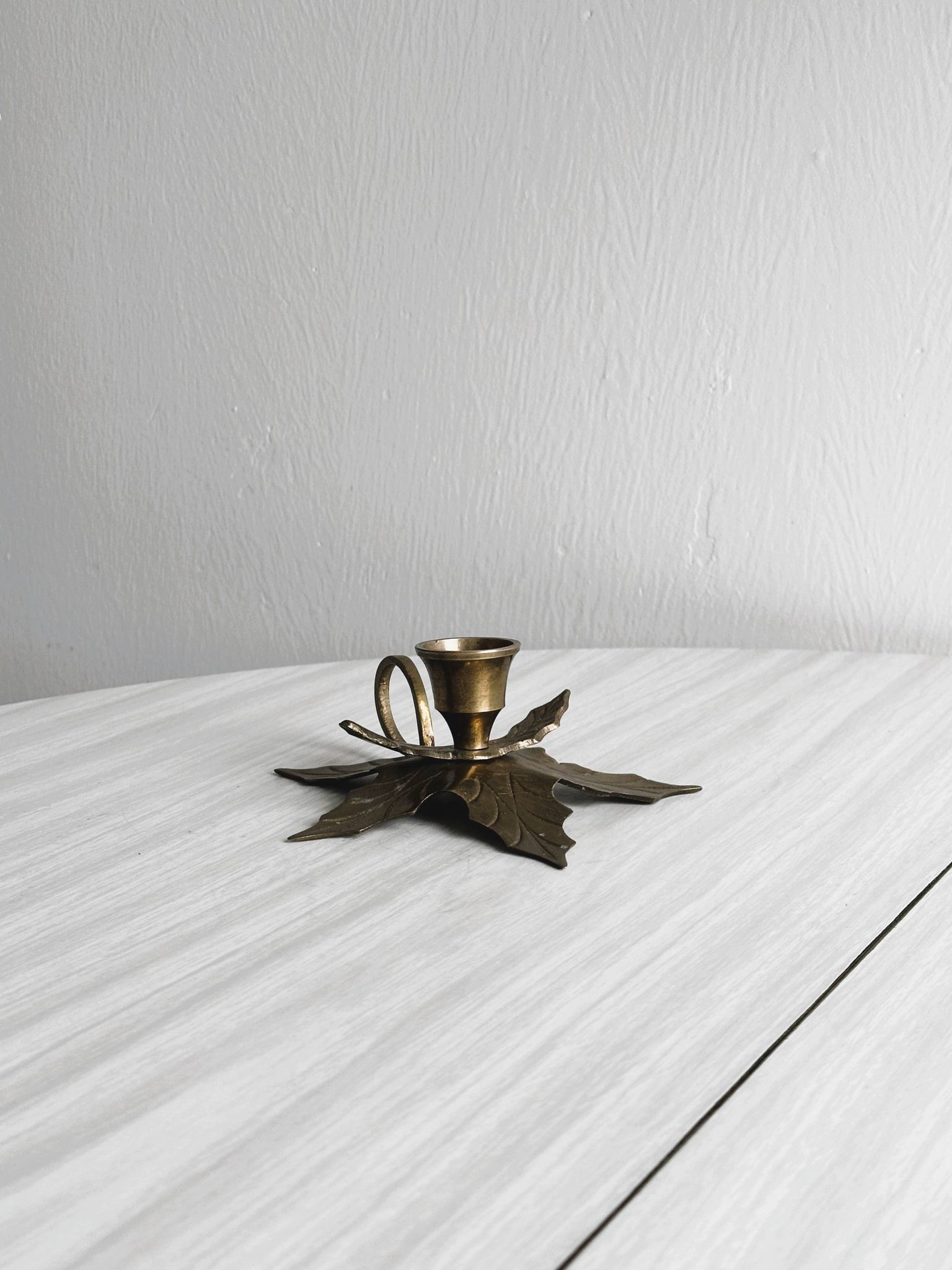 Leaf Shaped Brass Candle Holder