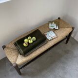 Oak and straw farm bench