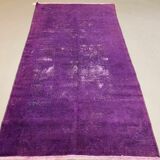 Old tribal Distressed Overdyed Vintage Turkish Wool Rug 214x115 cm Medium