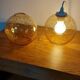 Duo amber glass globes 70s