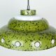 Mid century pendant light enamel metal white glass 1960s