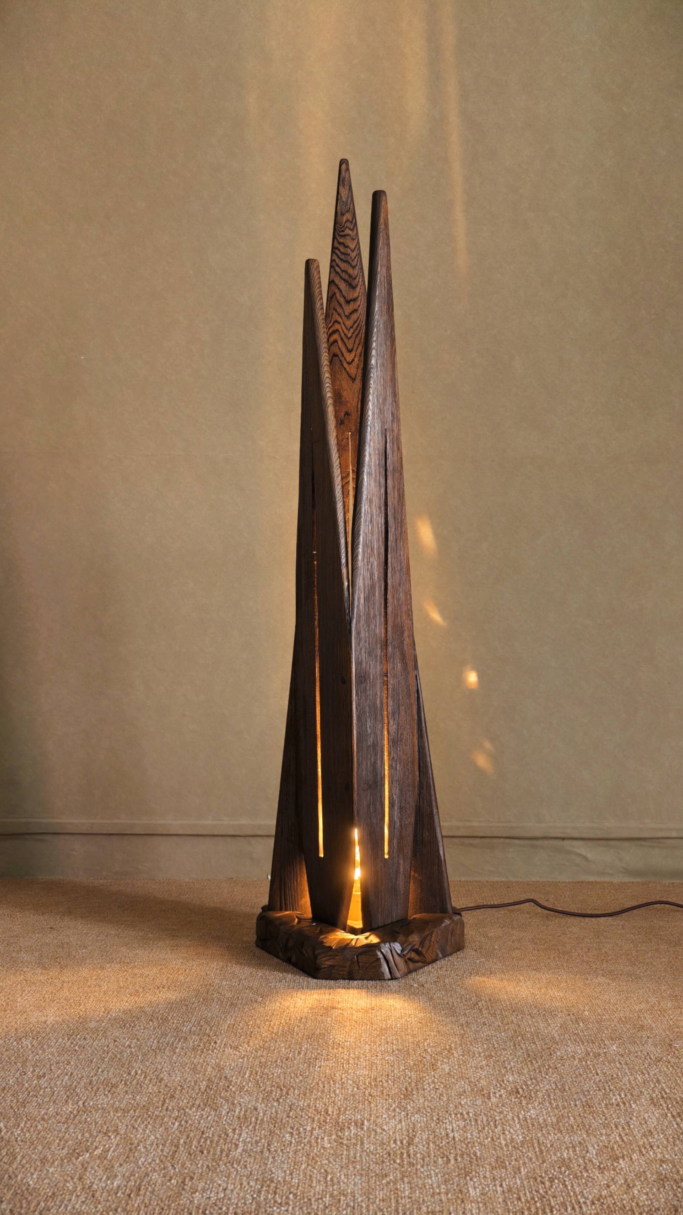 Sculptural Solid Wood Floor Lamp Post-Modern Light STRATA by Flowlight UK
