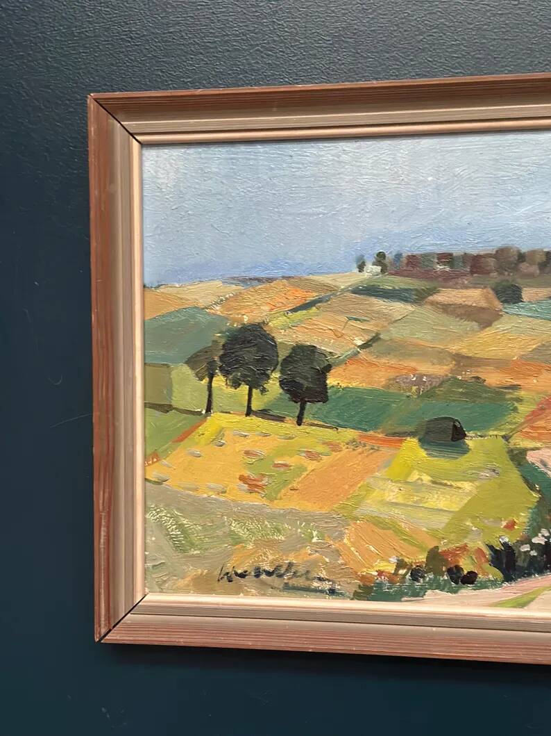 Swedish Oil on Panel “Landscape” by Tage Gavik, Signed, Vintage & Framed