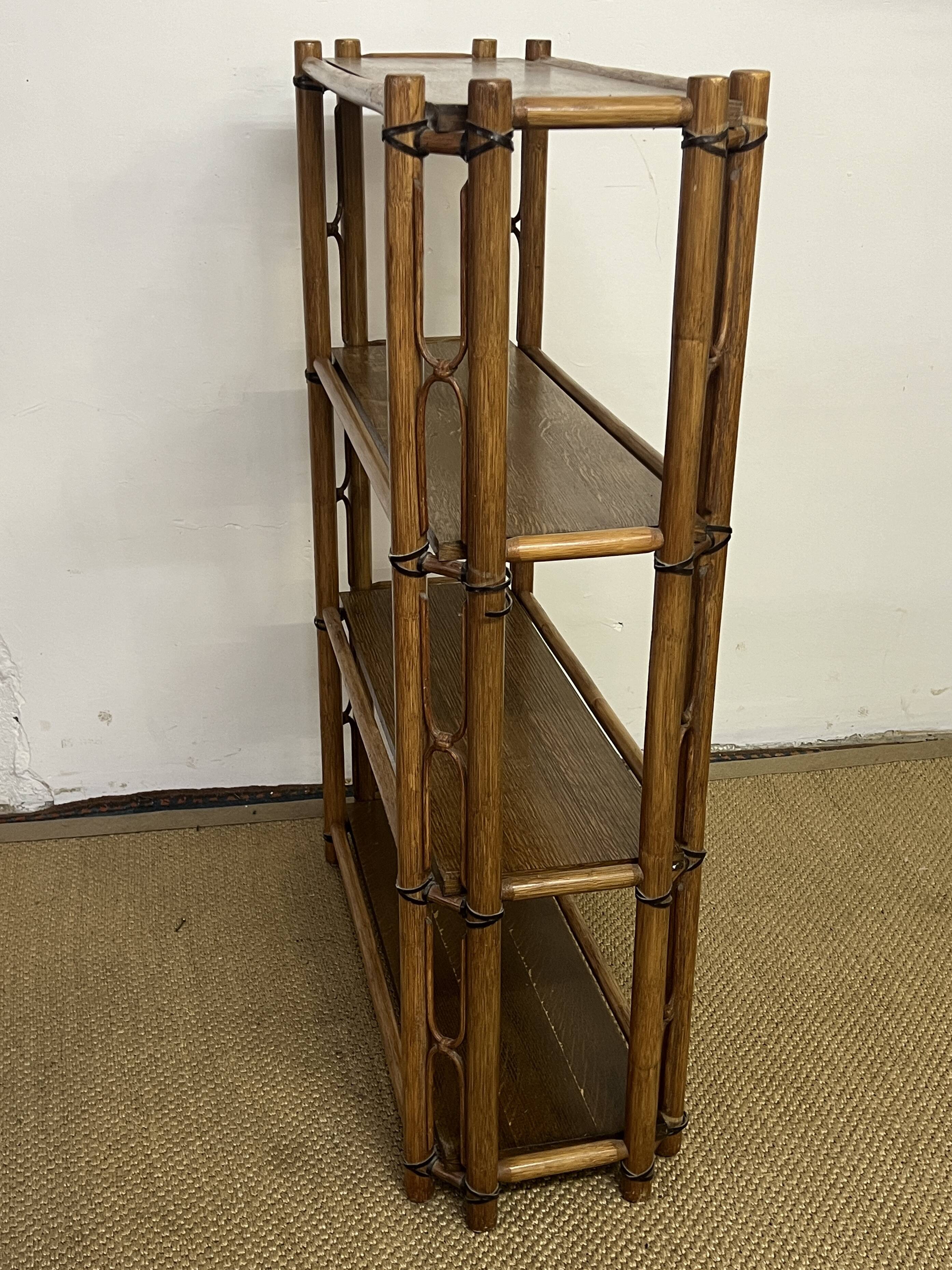 Bamboo and wood bookcase shelf, 1960