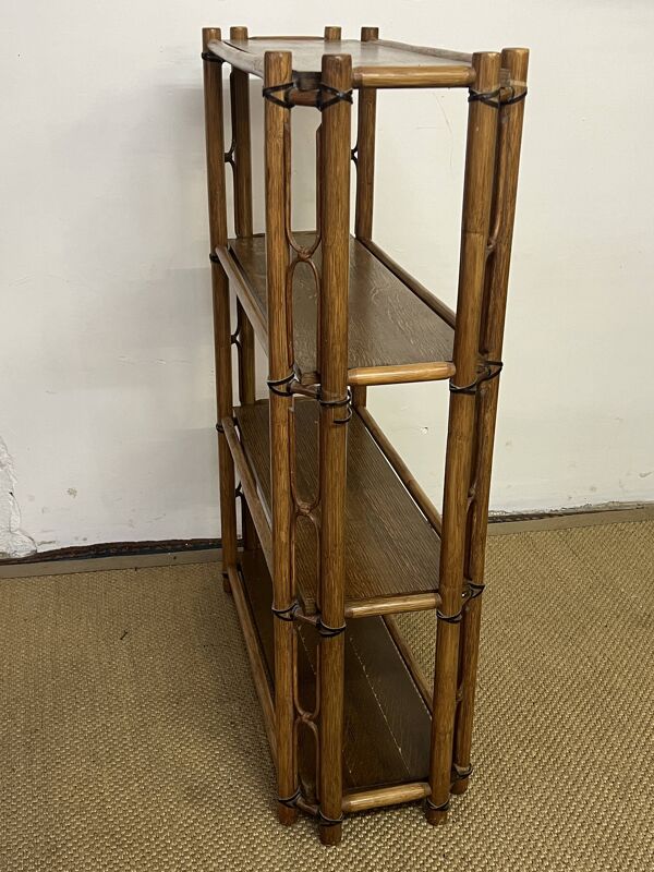 Etagère bibliothèque bambou et bois, 1960
