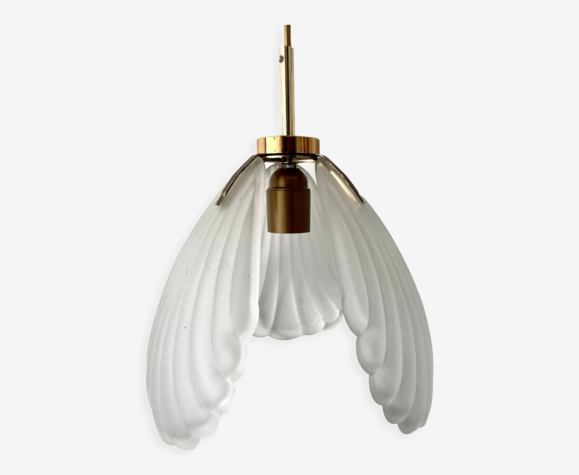 Suspension coquillage ou coquille en pâte de verre électrifiée à neuf