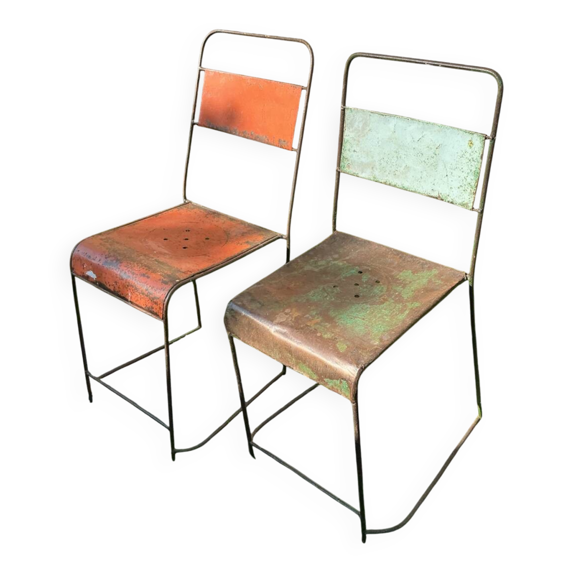 Paire chaises métal