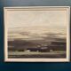 Oil on panel original Swedish - "House in a flat landscape" by Evert Färhm - Dated 1968 - vintage and framed - 81 × 68 cm (31.9" × 26.8")