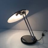 Swivel designer desk lamp in chrome and black lacquered metal