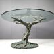 Table à manger vintage en forme d'arbre sculpté, années 1970