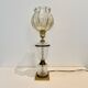 Large Albret crystal lamp in brass and neoclassical opaline glass globe