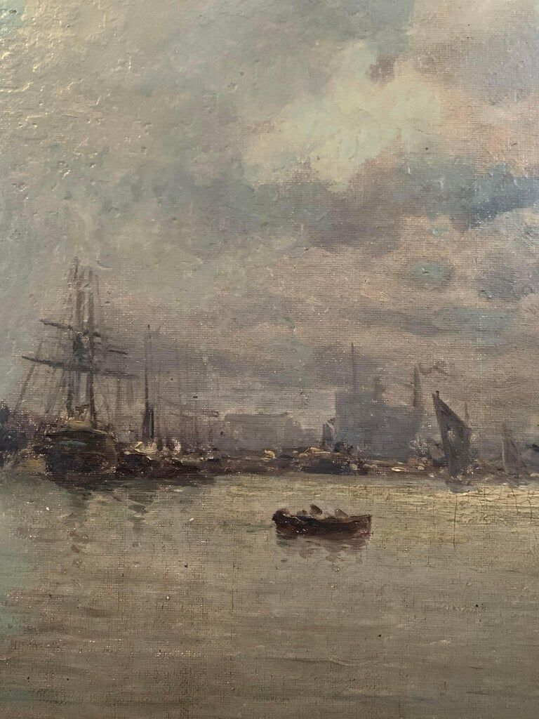 Breton, Marine, oil on canvas marouflée, nineteenth century