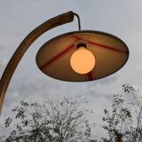 Vintage bamboo rattan floor lamp, with shelf