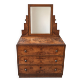 Art Deco dressing table in walnut veneer with a tilting mirror.