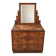 Commode-coiffeuse Art Déco en ronce de noyer et miroir psyché basculant