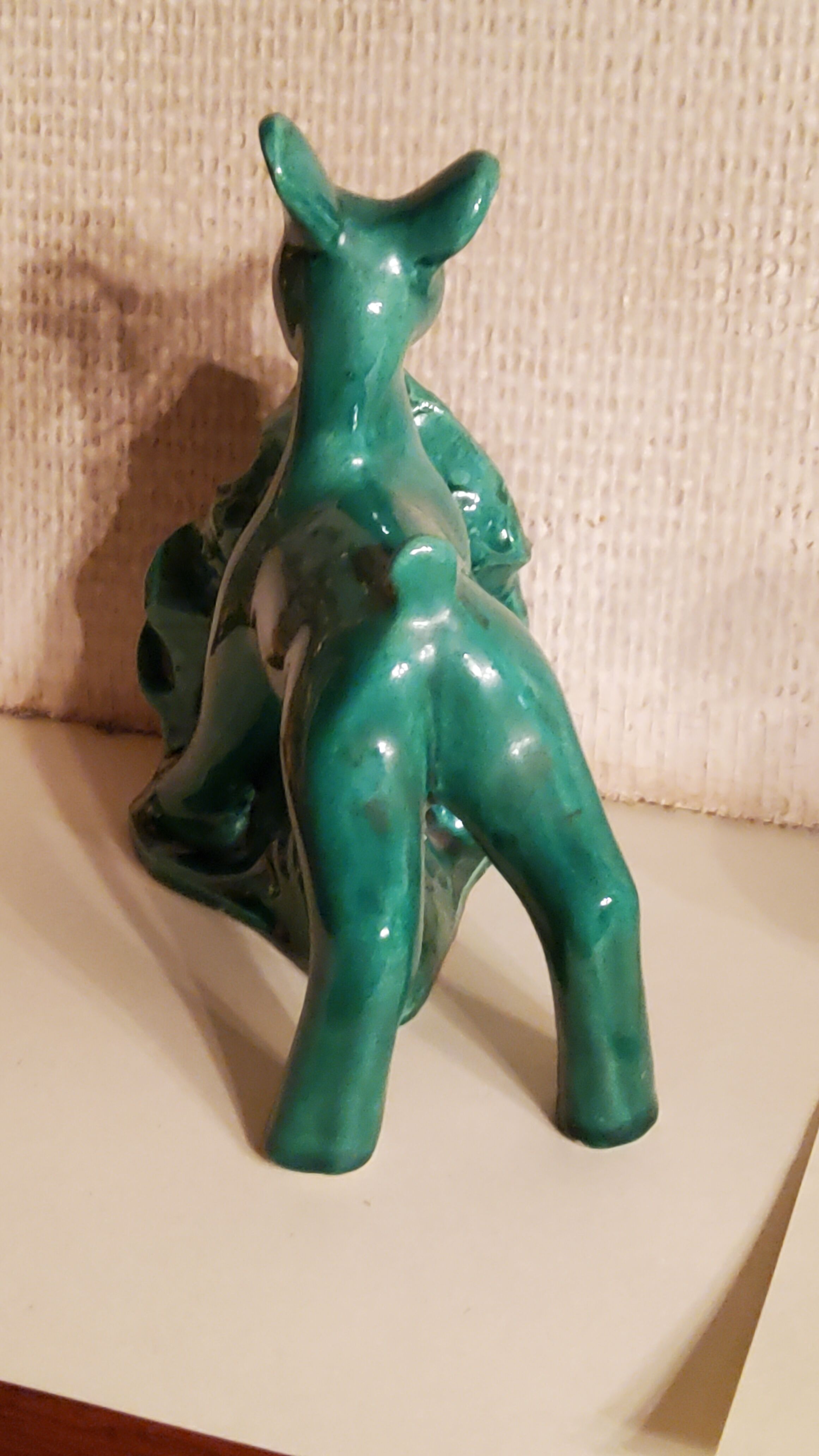 Pair of bookends from the 50s in green glazed ceramic