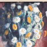 Oil on panel, bouquet of flowers, signed