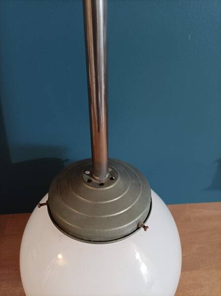 Chandelier suspension ceiling light globe opaline metal