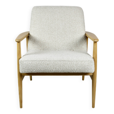 Fauteuil de salon Boucle GFM63 blanc ivoire par J. Kedziorek, années 1970