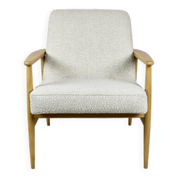 White Ivory Boucle GFM63 Lounge Chair by J. Kedziorek, 1970s