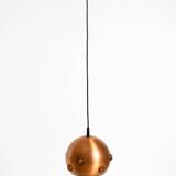Original 1960s solid copper pendant lamp with orange synthetic glass stones
