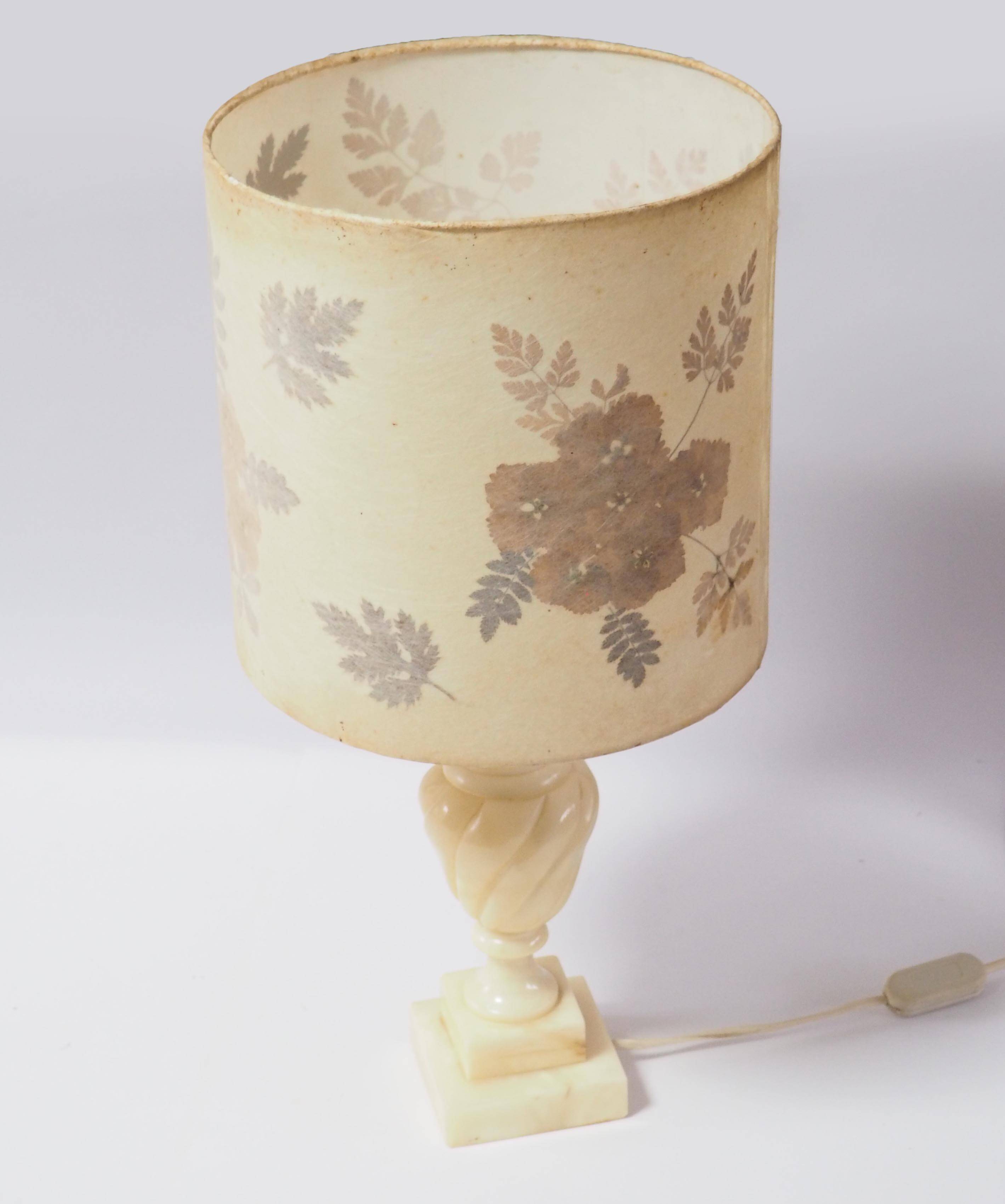 Alabaster lamp and herbarium lampshade
