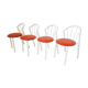Suite de 4 chaises vintage en métal & skai 1970