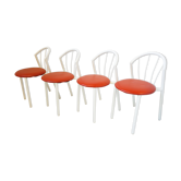 Suite de 4 chaises vintage en métal & skai 1970